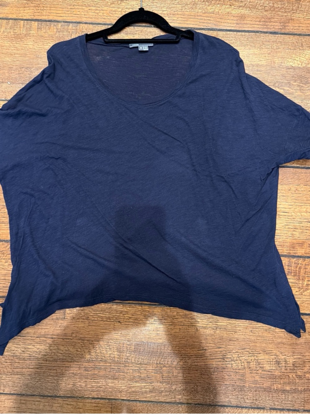 Vince Navy Scoop Neck Short Sleeve Top